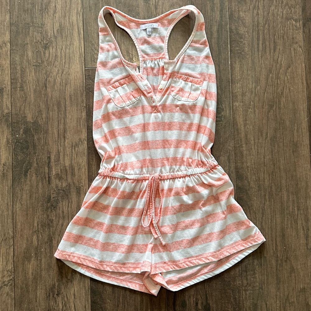 dELiA*s Pink and White Striped Tank Romper